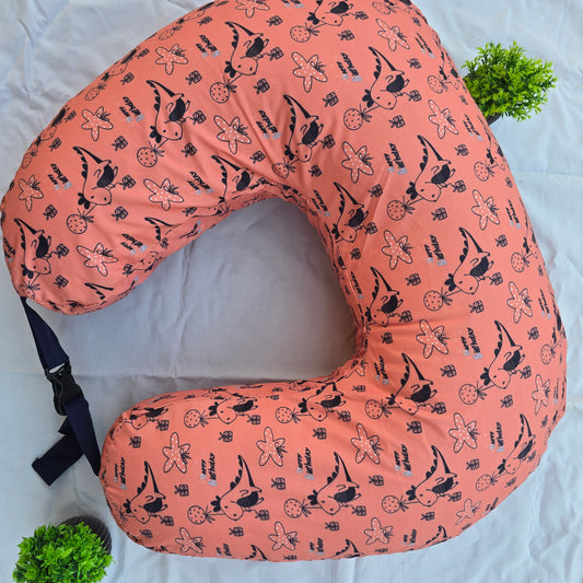 Feeding Pillow with belt- Orange Happy Birthday