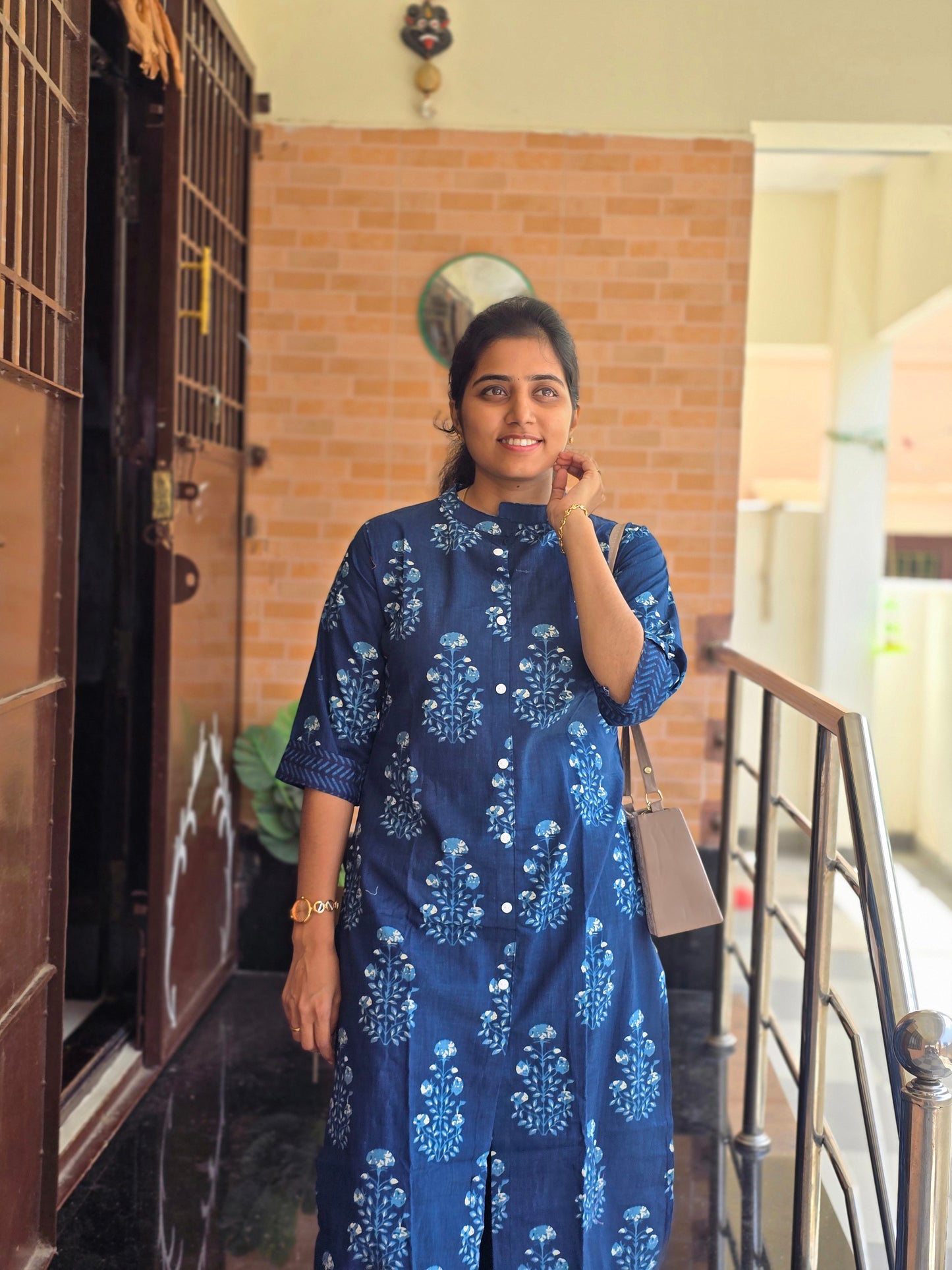 Navy Blue flowers kurti set