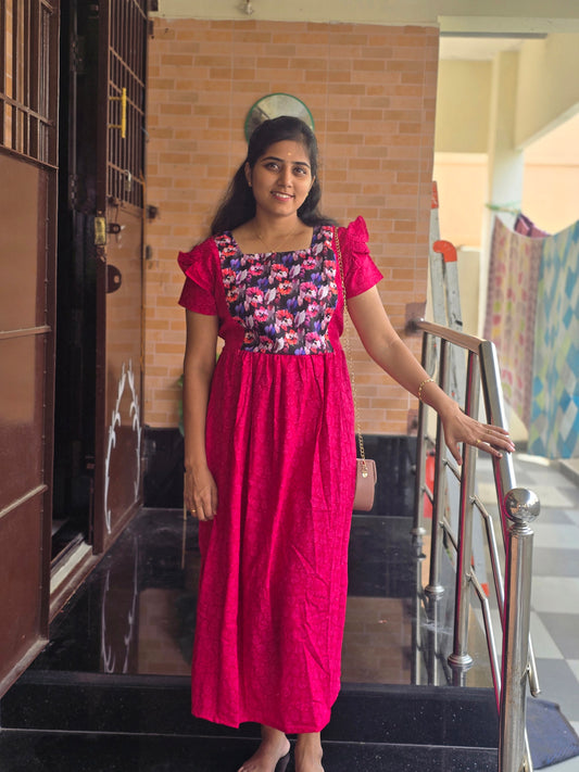 Pink flowers Feeding frock