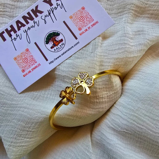 Clover with Stones Kada Bracelet